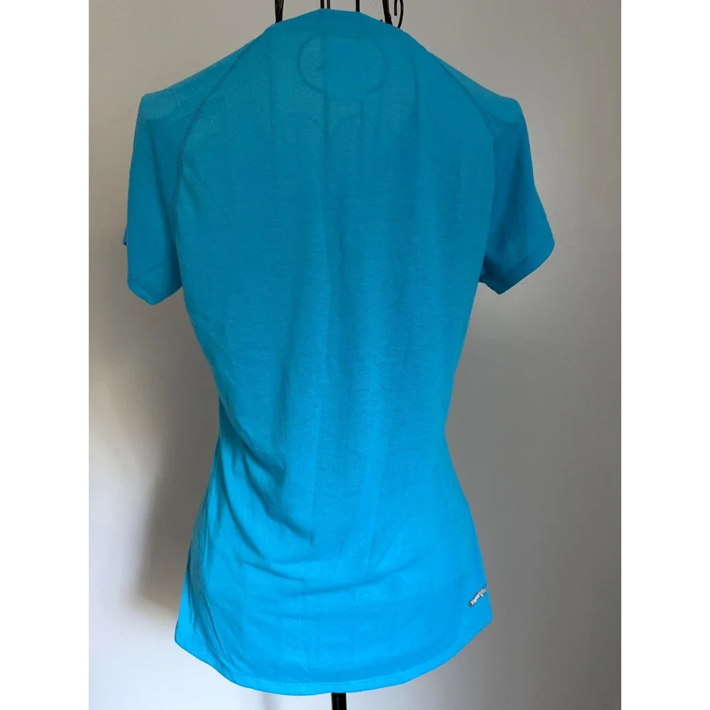 The North Face Womens VaporWick V-Neck Short Sleeve Active Top Blue Small - Picture 2 of 4